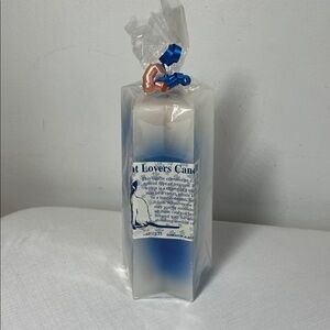 New Blue & White Cat Lovers Candle. cat charm inside. Perfect gift
